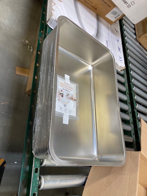 Photo 1 of  Midlee Stainless Steel Cat Litter Box- XL Size- 23.5" x 15.5" x 5.75" 