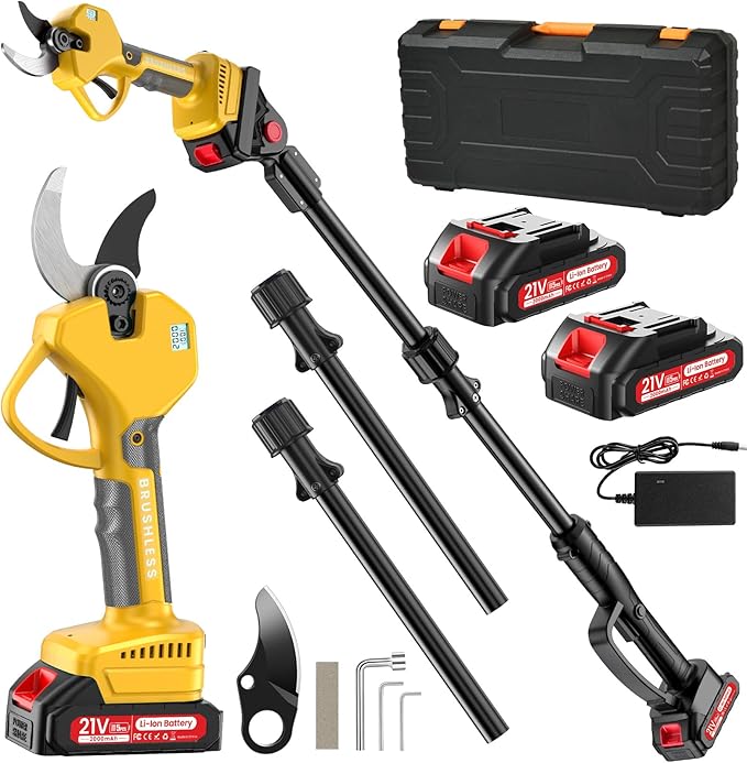 Photo 1 of 2-in-1 Pole Pruning Shears, 2" Cutting Diameter Cordless Electric Pole Pruners - Brushless Motor, 4.0Ah(2.0Ah*2) Batteries, Extra SK7 Blade, Adjustable Branches Cutter for Tree & Flower
