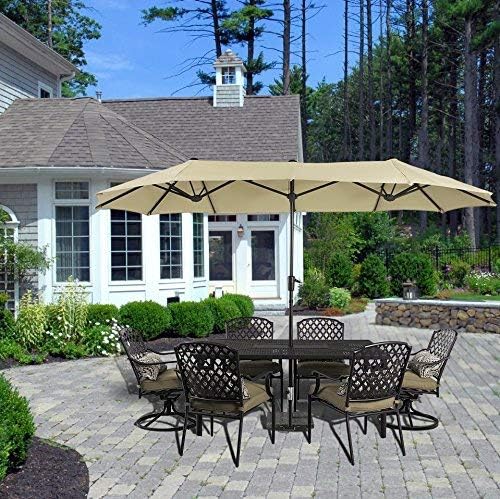 Photo 1 of PHI VILLA 13ft Double-Sided Twin Outdoor Patio Umbrella Market Umbrella, Beige