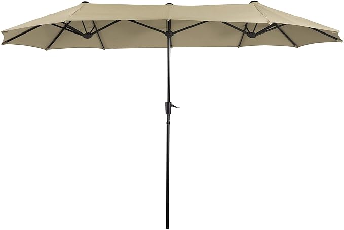 Photo 1 of PHI VILLA 13ft Double-Sided Twin Outdoor Patio Umbrella Market Umbrella, Beige