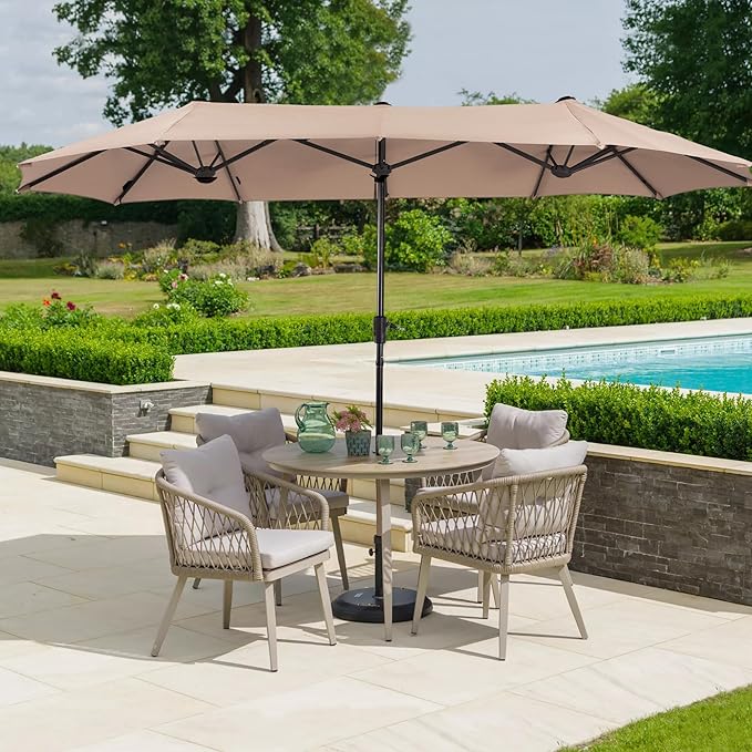 Photo 1 of HERA'S PALACE 13 ft Rectangle Patio Umbrellas Large Outdoor Umbrella with Crank Powerful UV Protective Table Umbrella Outdoor Patio for Backyard, Pool, Garden, Deck