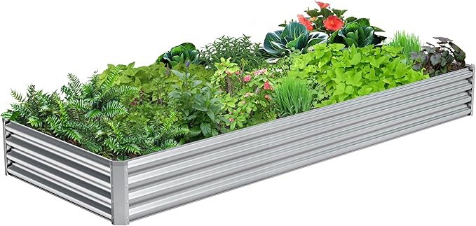 Photo 1 of Vegeworker 2PCS 8x4x1ft Raised Garden Bed-Outdoor Galvanized Planter Box for Vegetables, Fruits,Herbs, Flowers, Metal Raised Garden Bed kit-Grey