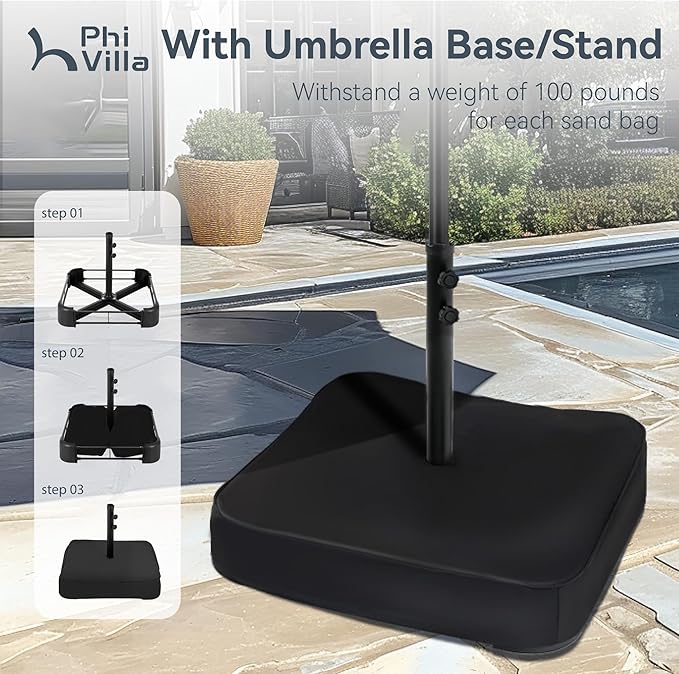 Photo 1 of PHI VILLA 15ft Large Patio Umbrellas with Base Included, Outdoor Double-Sided Rectangle Market Umbrella with Crank Handle, for Pool Lawn Garden, Blue