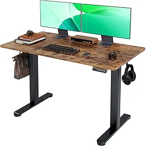 Photo 1 of Claiks Electric Standing Desk, Adjustable Height Stand up Desk, 24x48 Inches Sit Stand Home Office Desk with Splice Board, Black Frame/Rustic Brown Top