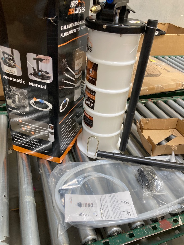 Photo 1 of FOUR UNCLES 6.5L Oil Extractor - Pneumatic/Manual Vacumm Fluid Extractor with Pump Tank Remover & 4 Tubes for Oil Change and a Brake Bleeding Hose for Brake Fluid Change