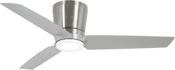 Photo 1 of MINKA-AIRE F671L-BN/SL Pure 48 Inch Flush Mount Ceiling Fan with Integrated 16W LED Light in Brushed Nickel Finish with Silver Blades