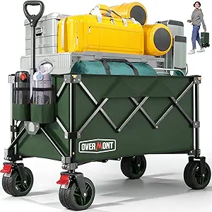 Photo 1 of Overmont Ultra-Compact Collapsible Wagon Cart - 200L Portable Folding Wagon with All-Terrain Wheels Utility for Beach, Grocery Shopping, Camping, and Gardening