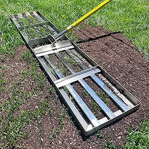 Photo 1 of Rocklin™ Lawn Leveling Rake | Levelawn Tool | Level Soil or Dirt Ground Surfaces Easily | 48” x 10” Ground Plate | 78” Extra Long Handle | Stainless Steel