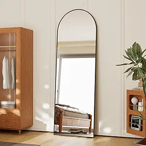 Photo 1 of Arched Full Length Mirror, Black Large Floor Mirror with Aluminum Alloy Frame, Standing Hanging or Leaning Wall-Mounted Full Body Mirror for Living Room and Bedroom