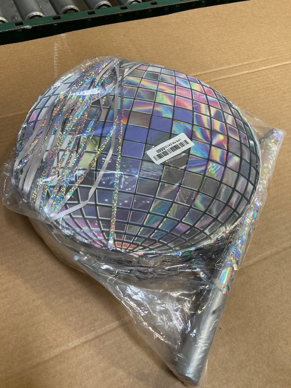 Photo 1 of WERNNSAI Disco Ball Piñata - Disco Party Decoration for Adult Birthday Party Supplies Hanging Disco Piñata with Bat Blindfold Mirror Roller Skating Pull String, 12.2” x 12.2”