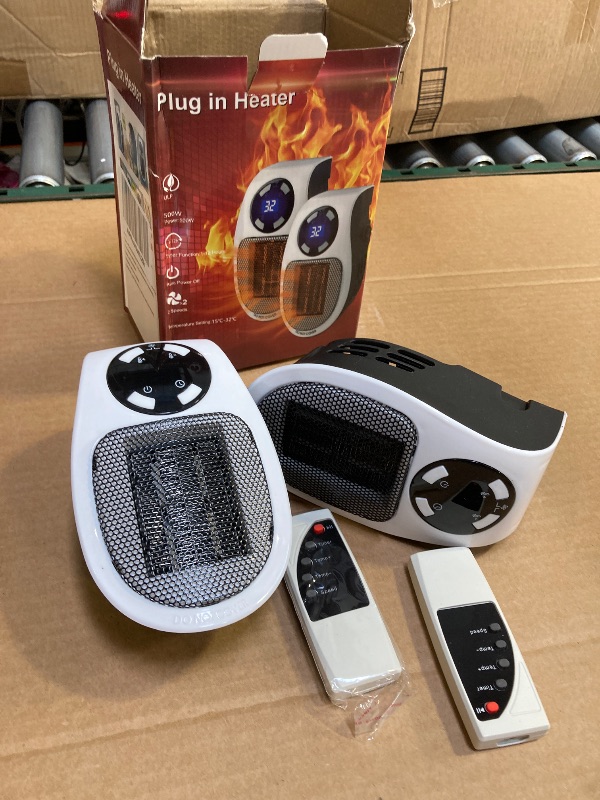 Photo 1 of 2PCS Ecowarm Plug in Heater, 500W Wall Outlet Electric Space Heater as Seen on TV, Small Portable Space Heater with Adjustable Thermostat & Timer & Led Display for Office Bathroom Bedroom Indoor Use
