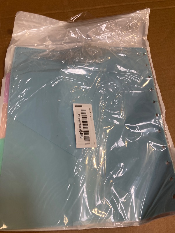 Photo 1 of 5 Pcs Letter Size Discbound Dividers with Tabs and Pockets - 8.5 x 11 Plastic Dividers for Office