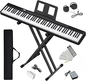 Photo 1 of 88 Key Piano Keyboard,Beginner Electric Digital Piano with Semi Weighted Keys,Keyboard Piano withSustain Pedal, Power Supply, Stand, Carrying Case,Headphones