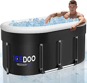 Photo 1 of Upgraded 132-Gal Oval Ice Bath Tub with Air Ring, Portable Multi-Layered Cold Plunge Tub - Foldable & Inflatable, with Lid, for Athletes & Adults,Ideal for Home, Gym & Outdoor Use