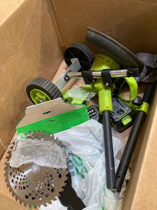 Photo 1 of Kihoplly 20000 RPM Electric Weed Wacker with Wheel, 2 * 3000mAh Battery, 5 Blade, 12? Brushless Cordless 4-in-1 Brush Cutter/Weed Eater/Grass Trimmer, Electric String Trimmer 2 Batteries and Charger