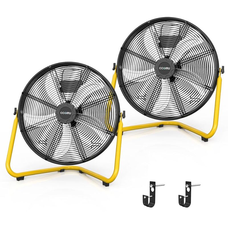 Photo 1 of 20" High Velocity Floor Fan, 5500 CFM 3-Speed Industrial Shop Fan with Wall-Mounting System,Heavy Duty Metal Fan for Workshop, Garage and Warehouse - UL Safety Listed(2 Pack)