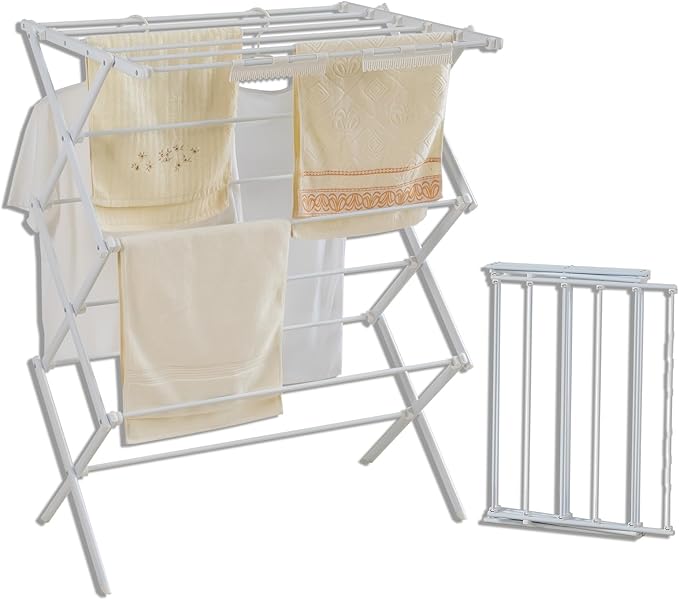 Photo 1 of 3 Tiers Foldable Clothes Drying Rack, Vertical Laundry Rack Portable and Collapsible for Storage Indoor Outdoor, Pearly White