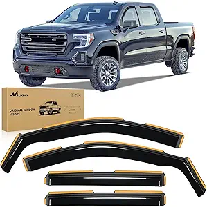 Photo 1 of Nilight in Channel Rain Guards for Chevrolet (Chevy) Silverado 1500 Crew Cab/GMC Sierra 1500 Crew Cab 2019 2020 2021 2022 2023 2024 2025 Vent Window Visors-4pcs
