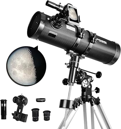 Photo 1 of Telescope 130EQ Newtonian Reflector Telescopes for Adults, Professional Telescopes for Adults Astronomy, Comes with 1.5X Barlow Lens Smartphone Adapter & 13% T Moon Filter