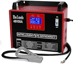 Photo 1 of 48V 50A Adjustable Battery Charger, Intelligent Charger for Lead-Acid & LiFePO4 Lithium Batteries, 240V AC Hardwired Charger for Forklifts, Golf Carts, Sightseeing Cars, Energy Storage Systems