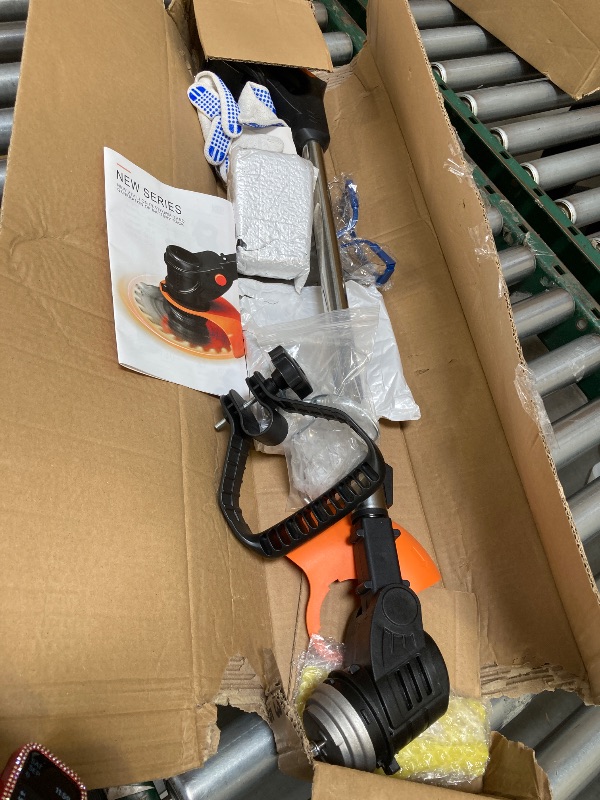 Photo 1 of 21V Cordless Weed Wacker Electric String Trimmer/Edger, 2.0Ah Battery and Charger Included, Brush Cutter Lawn Mower with 3 Types of Blades, for Lawn, Yard and Bush Trimming