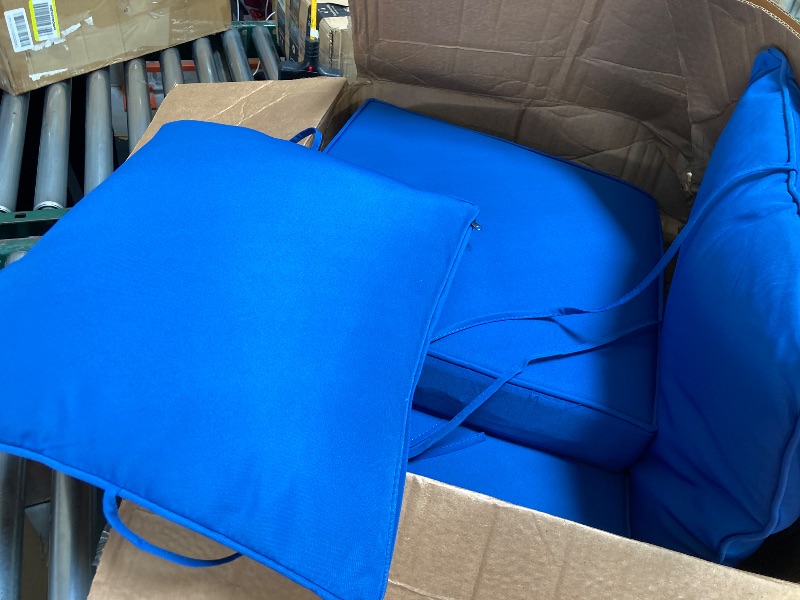 Photo 1 of Deep Seat Patio Cushions 19 x 19 Inch Waterproof Outdoor Chair Cushions Set of 2 Loveseat Cushions for Outdoor Furniture 4'' Thick Patio Furniture Cushion with Handle Straps