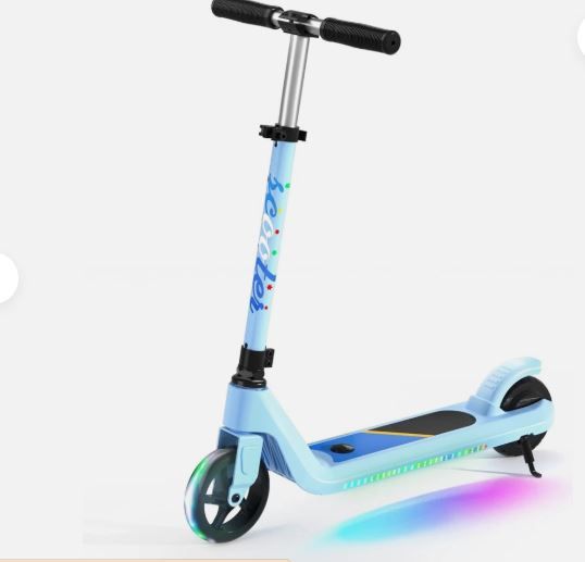 Photo 1 of Electric Scooter for Kids Age 6-10, Kick-Start Boost Scooter with Adjustable Speed and Height, Flash Wheel & Deck Lights
