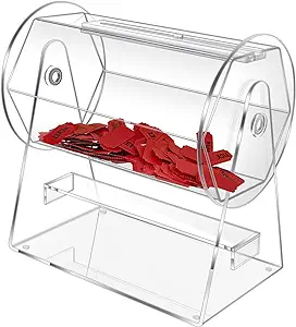 Photo 1 of Acrylic Raffle Drum, Clear Raffle Ticket Box with Slot Transparent Raffle Ticket Spinner Cage for Bingo Lottery Games, Raffle Balls Holds 2000 Tickets