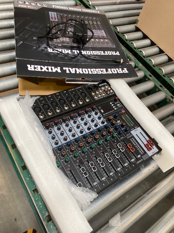 Photo 1 of Professional Audio mixer?8 channel mixer sound Board mixer DJ Mixing?Equipped with 48V phantom power USB recording Bluetooth MP3 player, studio audio mixer suitable for DJ studio streaming recording