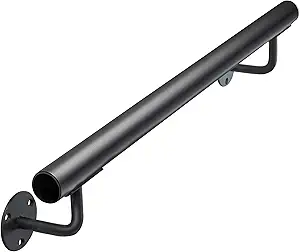 Photo 1 of 24 Inch Metal Stair Handrail Indoor- 2 FT Square Pipe Wall Mount Handrial, Outdoor Railings for Garage Porch Patio Steps, Deck Hand Rail, Iron Banister Railing