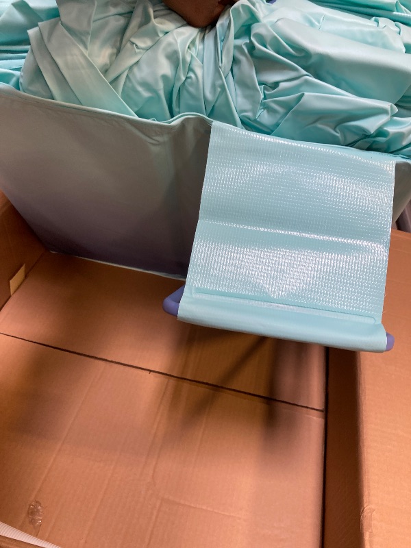 Photo 1 of  Foldable Pool Collapsible Rectangle PVC Non-Inflatable Swimming Pool for Kids Family Adults with Iron Support Swimming Pool for Outside Backyard Pet Dog (Gradient Blue) 