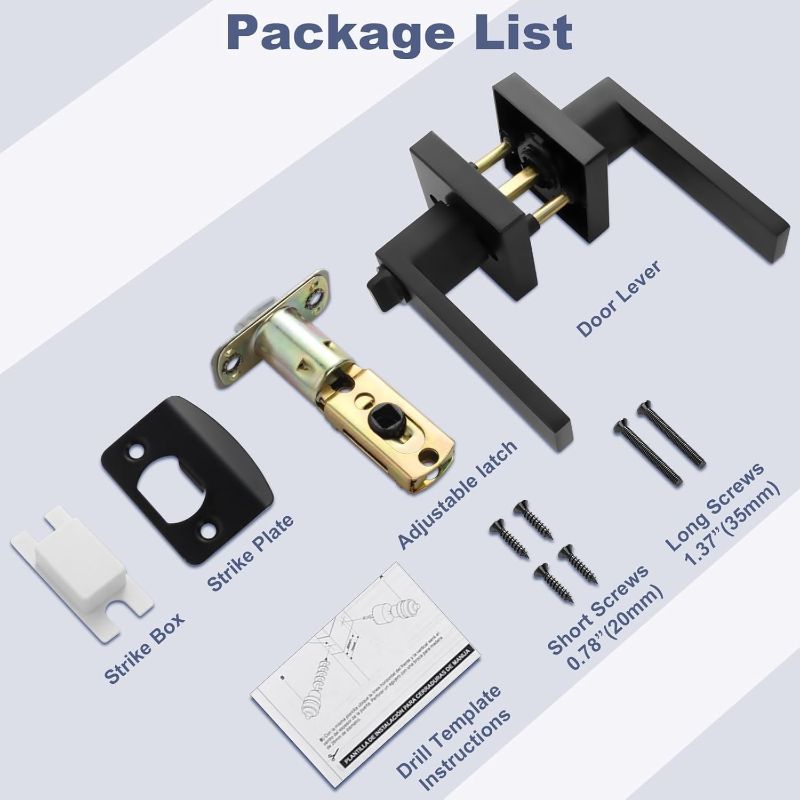 Photo 1 of  Privacy Door Lock, Matte Black Keyless Door Handles Interior Heavy Duty Bed and Bath Door Lever Set, Reversible for Left/Right Handed Doors 