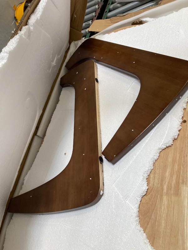 Photo 1 of  Triangle Coffee Table for Living Room with Mid-Century Soild Wood Base, Modern Atypical Top for Study Room Office Hotel Balcony Accent Walnut 43" L x 31" W x 16" H 