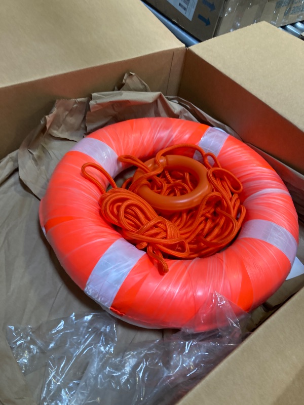 Photo 1 of  Swim Foam Buoy Set, 20inch Life Preserver Pool Safety Throw Ring with Water Floating Lifesaving Rope 98.4FT Set,Foam Swimming Tube Pool Ring Wall Decoration,Throwable Flotation Device 