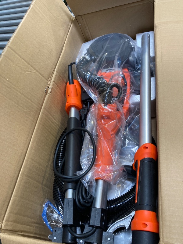 Photo 1 of  Drywall Sander, 1000W Popcorn Ceiling Removal Tool, Automatic Drywall Sander with Vacuum Dust Collection, LED Light, 6 Variable Speed 800-2200RPM,15Pcs Sanding Discs, Foldable & Extendable Handle 