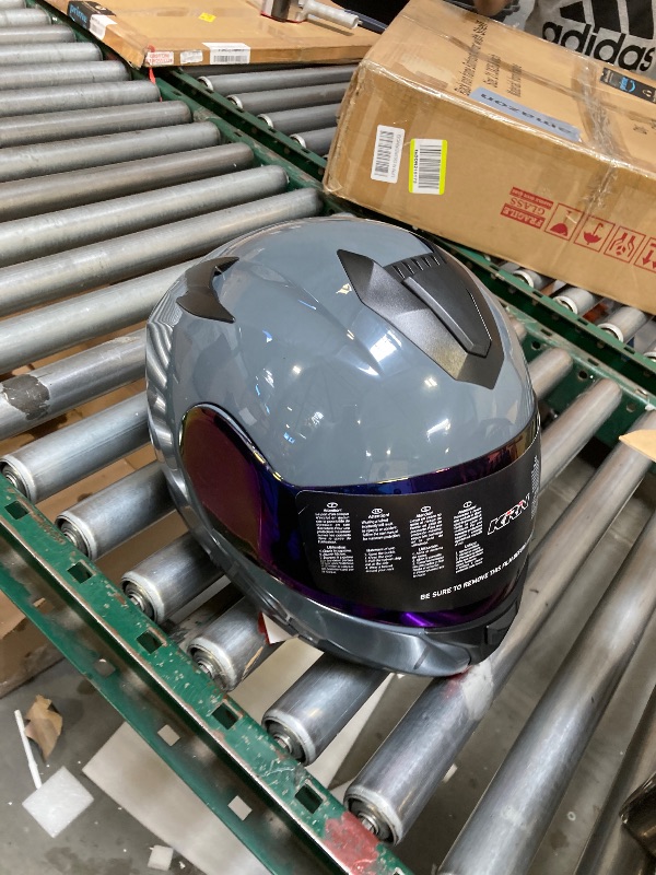 Photo 1 of  KRN Adult Motorcycle Helmet Modular Flip-up Helmet DOT Approved - Street Racing Crash Helmet with Color Visor & Balaclava -Gloss Gray 