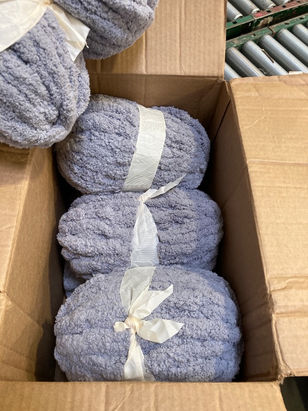 Photo 1 of  Hombys Light Grey Chunky Chenille Yarn for Crocheting & Knitting, Super Bulky Thick Fluffy Yarn for Hand Knitting Blanket, Soft Plush Yarn, 8 Jumbo Pack (27yds, 8 oz Each Skein) 