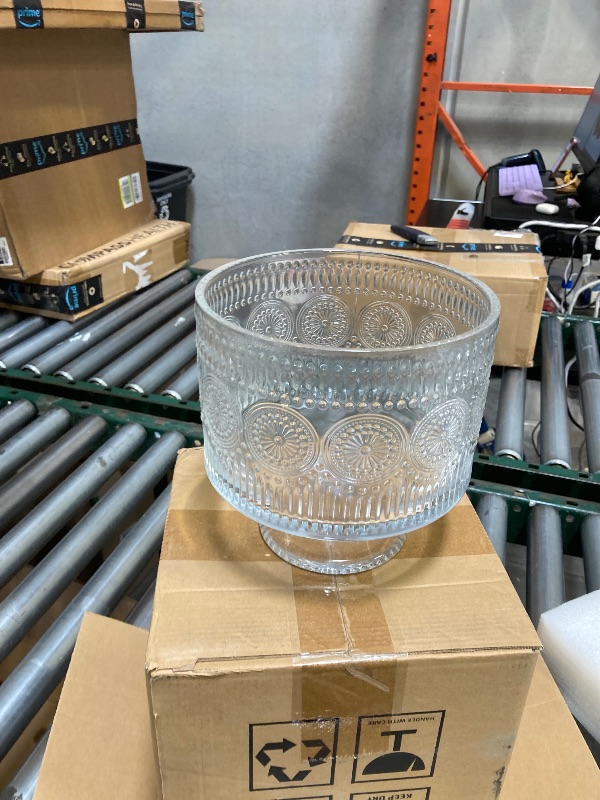 Photo 1 of  MOLIGOU Glass Trifle Bowl, 110 oz Trifle Bowl with Pedestal, Trifle Serving Dish for Layered Dessert, Fruit, Salad 
