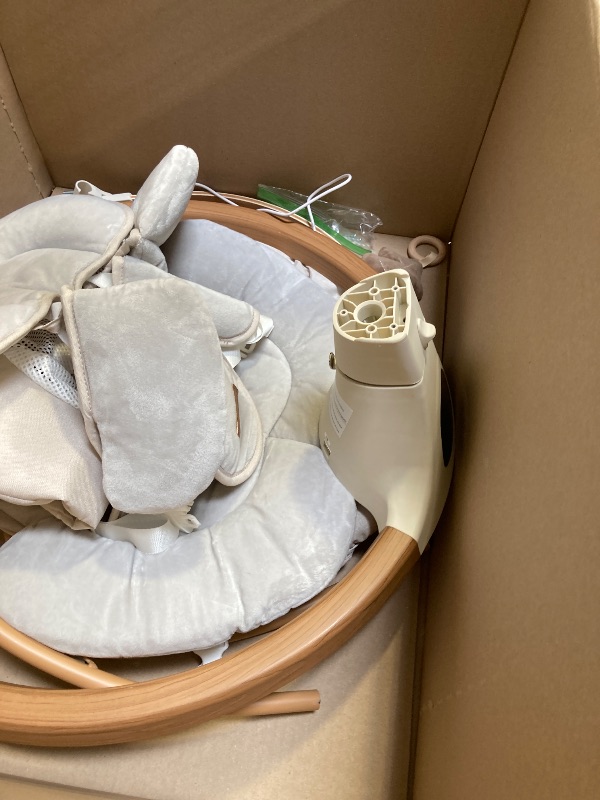 Photo 1 of Baby Swings for Infants, Monamii Baby Swing, Bluetooth Infant Swing with Music Speaker, 5 Speeds and Remote Control, Indoor & Outdoor Use (Beige)