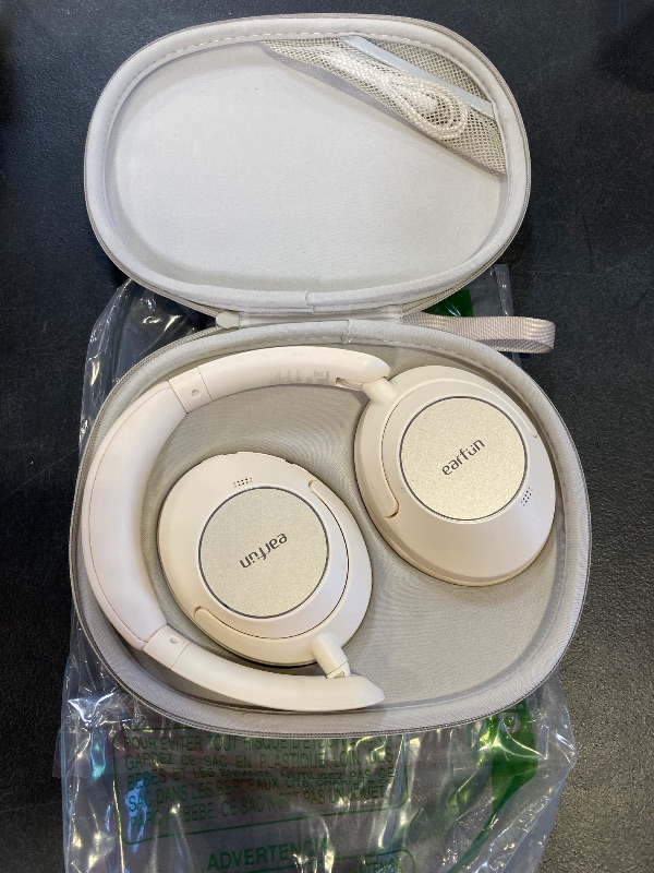 Photo 1 of EarFun Wave Pro Active Noise Canceling Headphones, Wireless Over Ear Bluetooth Headphones, LDAC Hi-Res Sound, 5 Mics AI Clear Call, 80H Playtime, Multipoint Connection, Comfort Fit, Oat White