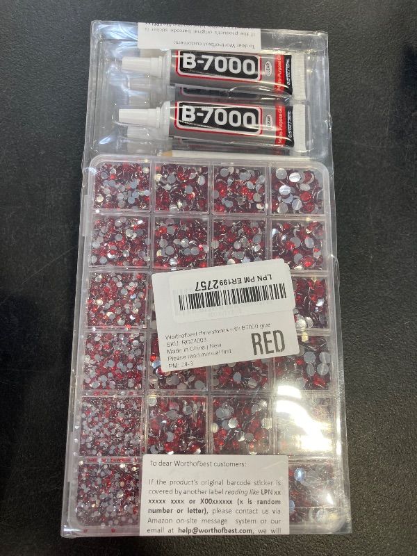 Photo 1 of 20100Pcs Red Rhinestones for Crafts Bedazzling with b7000 Gem Glue, Flatback Rinestones Crystals Diamonds for Clothing Clothes Fabric Shoes Decoration, Flat Back Gemstones Bulk Badazzle Kit 2-6mm