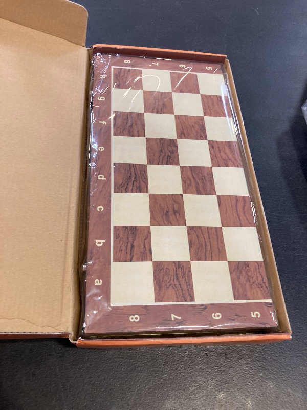 Photo 1 of 15" x 15" Magnetic Wooden Folding Chess Set with 2 Extra Queens, Handmade Game Board Interior for Storage for Adult Kids Beginner Large Chess Board