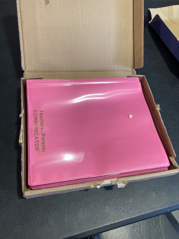 Photo 1 of Nicky's Folders® English Communicator, Parent-Teacher Folder, Patented Tear-Resistant Flexible Plastic 2 Inside Pockets, 2 Exterior Sleeves, Letter Size Paper, Single Color(24 Pack) (Pink)