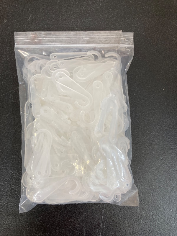 Photo 1 of MEETOOT 200pcs Plastic Display J Hooks for Socks Clothing Retail Display Hanger Question Mark Hooks Suitable for Hats T-Shirts Shirts Towels Gloves Small Items, Transparent