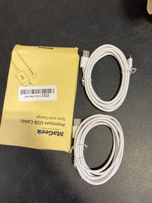 Photo 1 of MaGeek Micro USB Cable 6ft, [2-Pack, 6 feet] Extra Long USB 2.0 to Micro B Fast Charge Cord and High Speed Data Sync Cable for Samsung S7 S6, HTC, Sony, Motorola, LG, Google, Nokia and More (White)