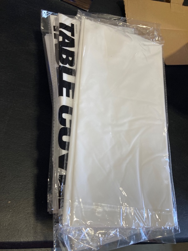 Photo 1 of YHMLUX Disposable Table Cloth - 12 Pack, 54 x 108 Inch Table Cloths for Parties, White Plastic Table Cover, Decorative tablecloths Suitable for Rectangular Tables, Leakproof & Sturdy, White