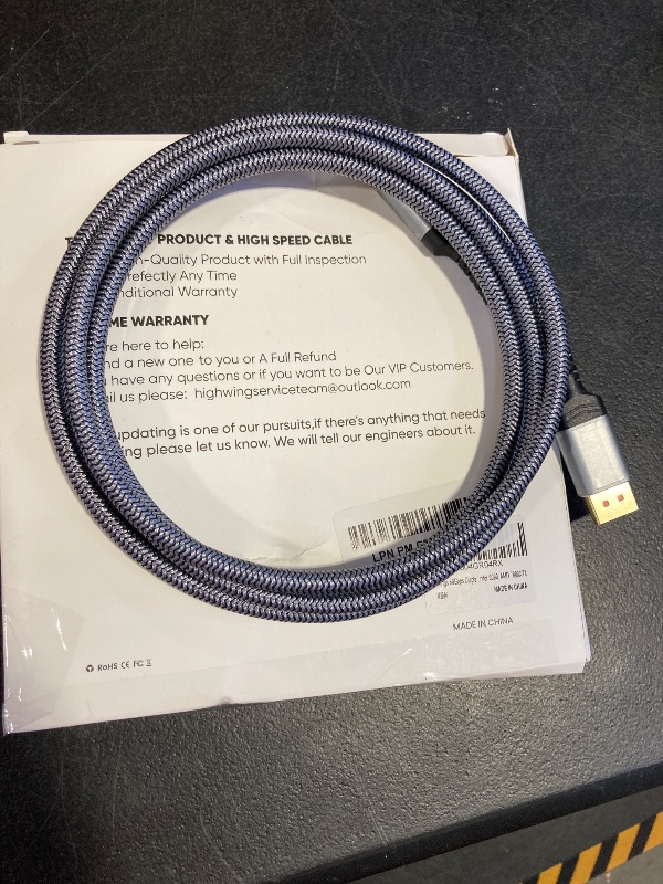 Photo 1 of Highwings 80Gbps Displayport Cable 2.1 6.6FT, 16K@60Hz, 8K@120Hz, 4K@240Hz, DP 2.1 Cable 16K Braided Cord, Compatible with HDR10 DSC 1.2a, G-Sync FreeSync Gaming PC, Gaming Monitor 5090, AMD 7900XTX
