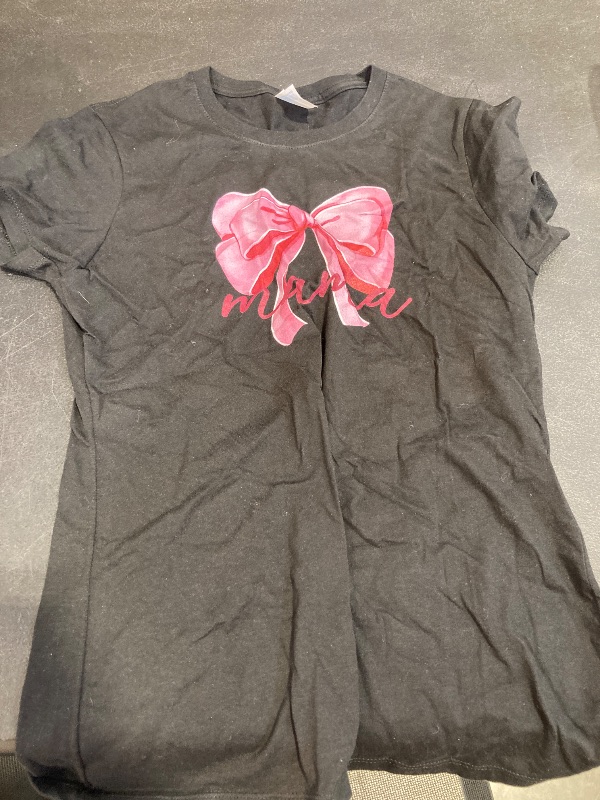 Photo 1 of mama Pink Bow Birthday Baby Shower Family Pink Ribbon T-Shirt size small 