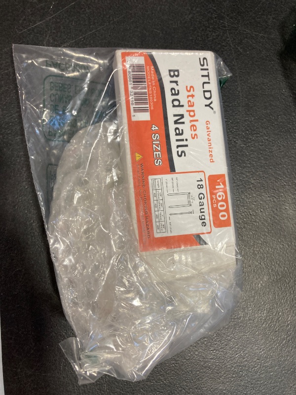 Photo 1 of SITLDY 18 Gauge 1600-Count, 1/4 Inch Narrow Crown Staples (1/2"+3/4"+1") and Brad Nails (5/8"), 400 per Size, Galvanized