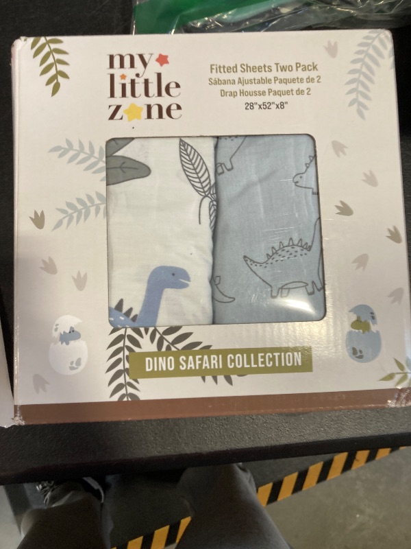 Photo 1 of My Little Zone 100% Cotton Crib Fitted Sheets for Baby Boys and Girls, Dinosaur - Breathable Toddler Bed Sheet Set - Dino Safari, 28x52 with 8" Deep Pocket, Blue-White, 2 Pack
